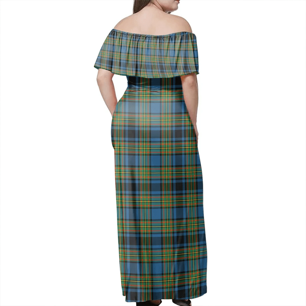 Gillies Tartan Off Shoulder Long Dress