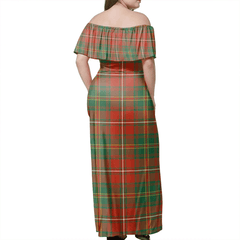 Hay Ancient Tartan Off Shoulder Long Dress