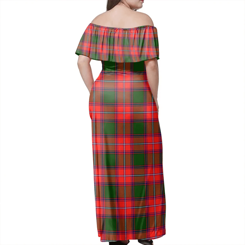 Rattray Modern Tartan Off Shoulder Long Dress