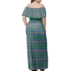 Carmichael Ancient Tartan Off Shoulder Long Dress