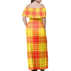 MacMillan Tartan Off Shoulder Long Dress
