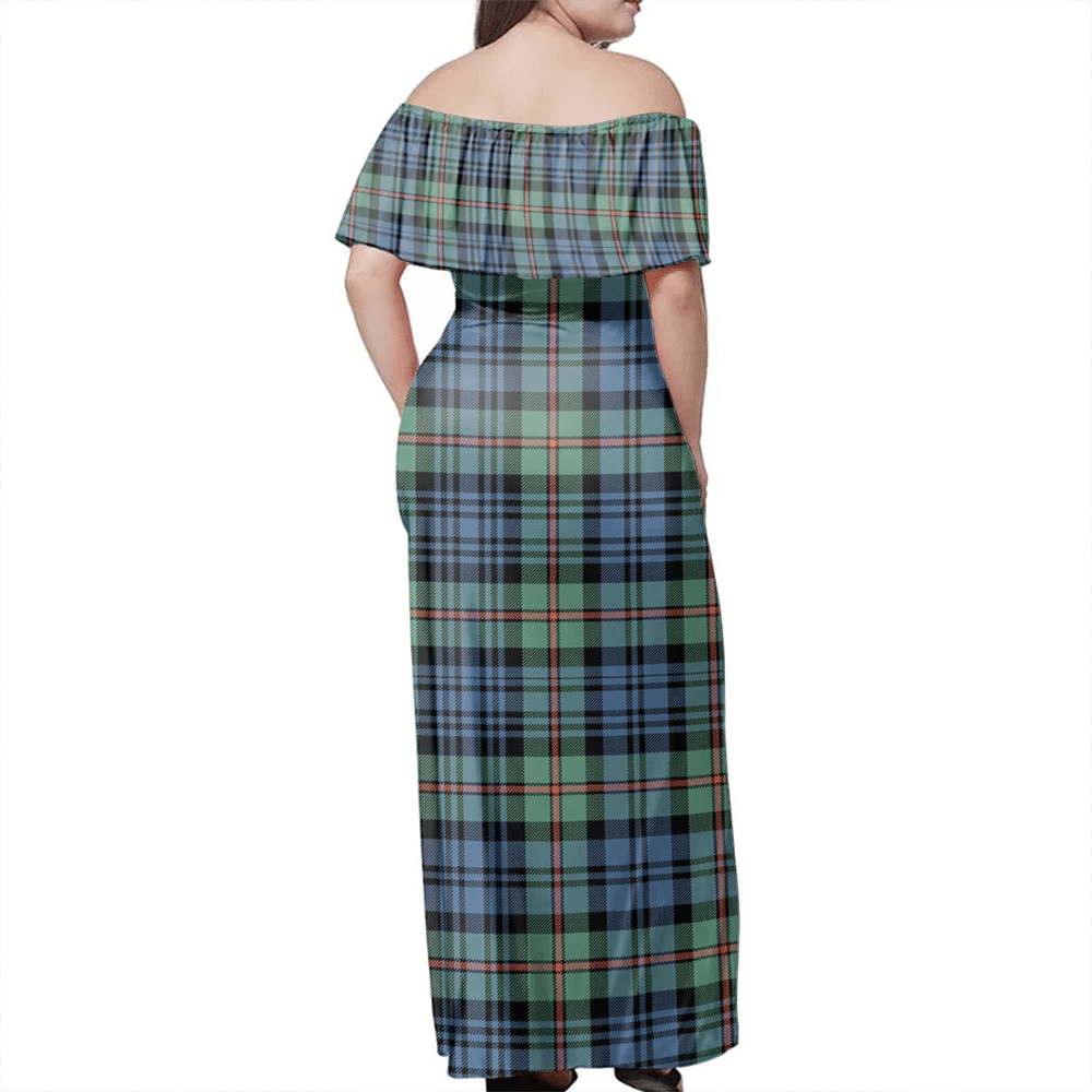 MacKinlay Ancient Tartan Off Shoulder Long Dress