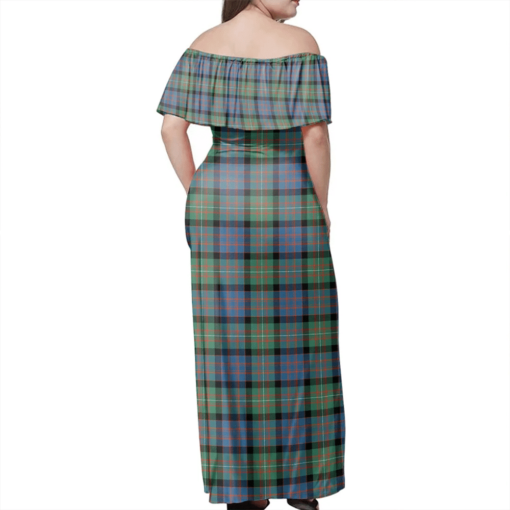 MacDonnell Of Glengarry Ancient Tartan Off Shoulder Long Dress