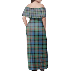 MacDonnell Of Glengarry Ancient Tartan Off Shoulder Long Dress