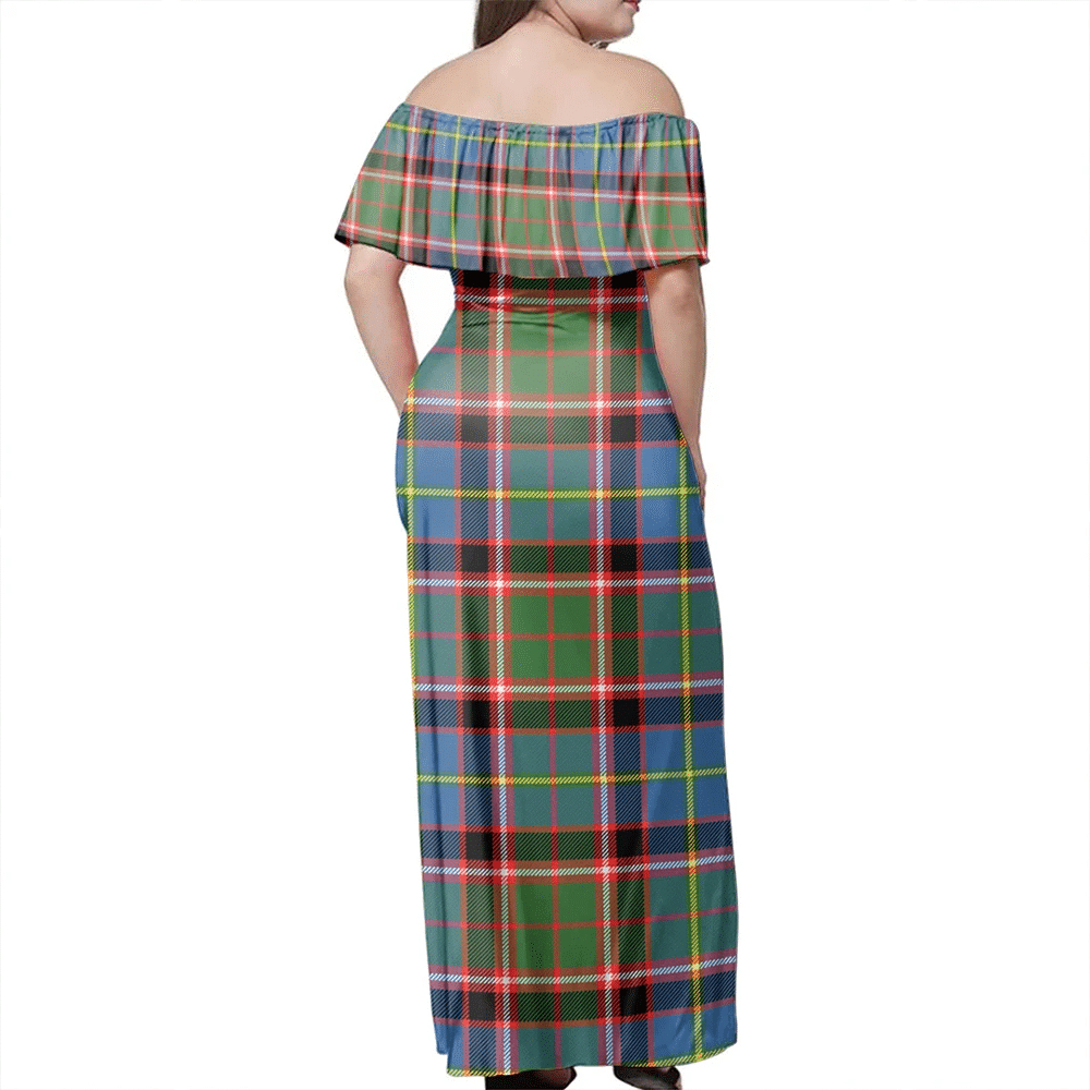 Stirling & Bannockburn District Tartan Off Shoulder Long Dress
