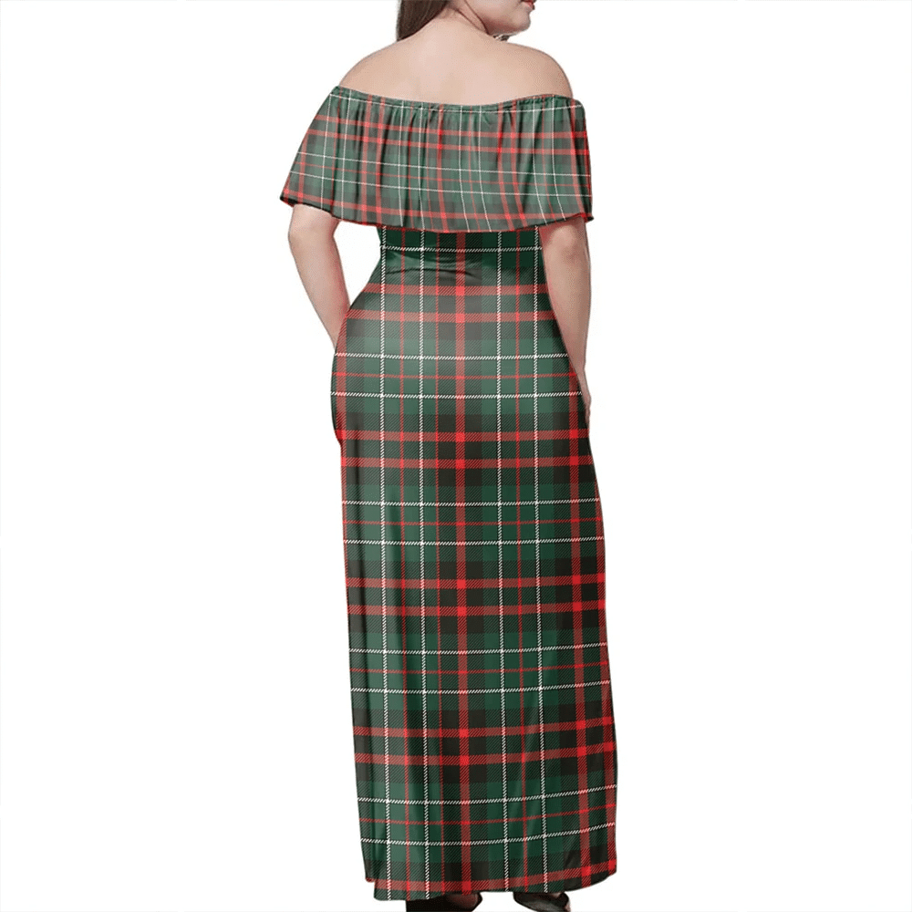 MacDiarmid Modern Tartan Off Shoulder Long Dress