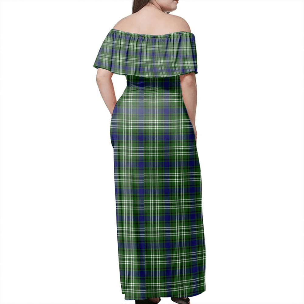 Tweedside District Tartan Off Shoulder Long Dress