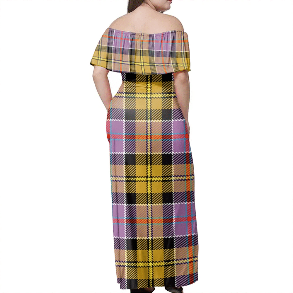 Culloden Ancient Tartan Off Shoulder Long Dress