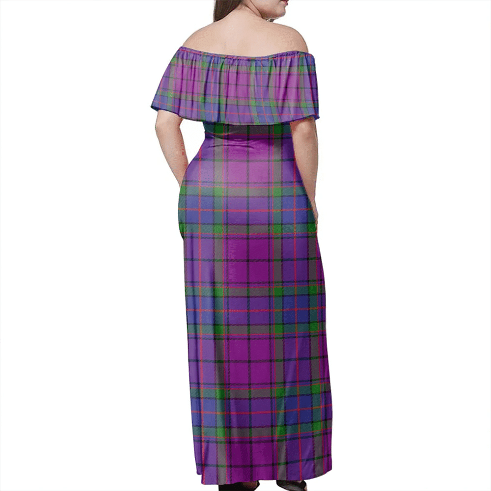 Wardlaw Modern Tartan Off Shoulder Long Dress