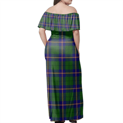 Carmichael Modern Tartan Off Shoulder Long Dress