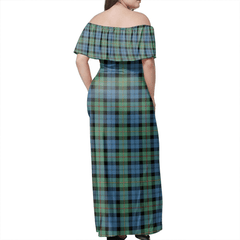 MacEwen Ancient Tartan Off Shoulder Long Dress