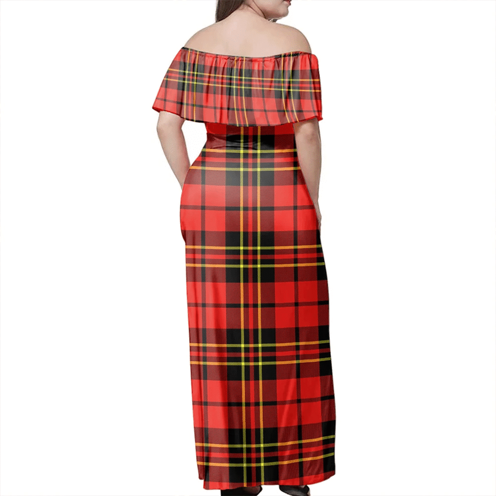 Brodie Modern Tartan Off Shoulder Long Dress