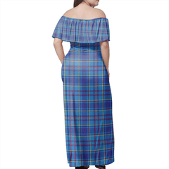 Mercer Modern Tartan Off Shoulder Long Dress