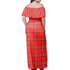 Burnett Modern Tartan Off Shoulder Long Dress