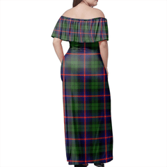 Urquhart Modern Tartan Off Shoulder Long Dress