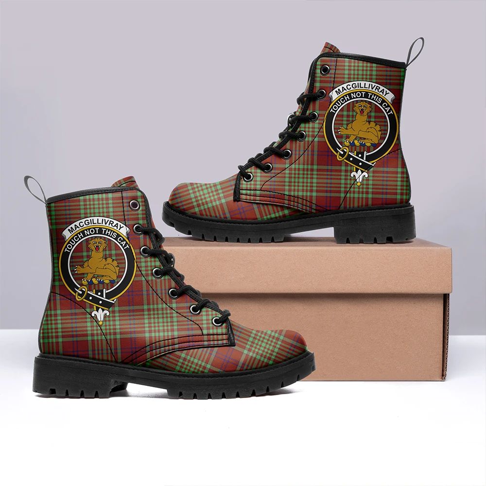 MacGillivray Hunting Ancient Tartan Crest Leather Boots