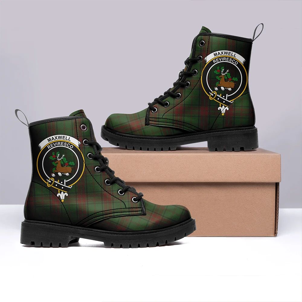 Maxwell Hunting Tartan Crest Leather Boots