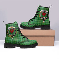 Currie Tartan Crest Leather Boots