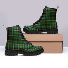 Wallace Hunting Green Tartan Leather Boots