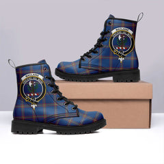 MacLaine Of Loch Buie Hunting Ancient Tartan Crest Leather Boots