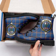 MacLaine Of Loch Buie Hunting Ancient Tartan Crest Leather Boots