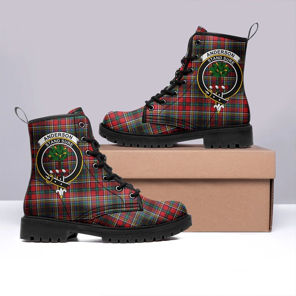 Anderson Of Arbrake Tartan Crest Leather Boots