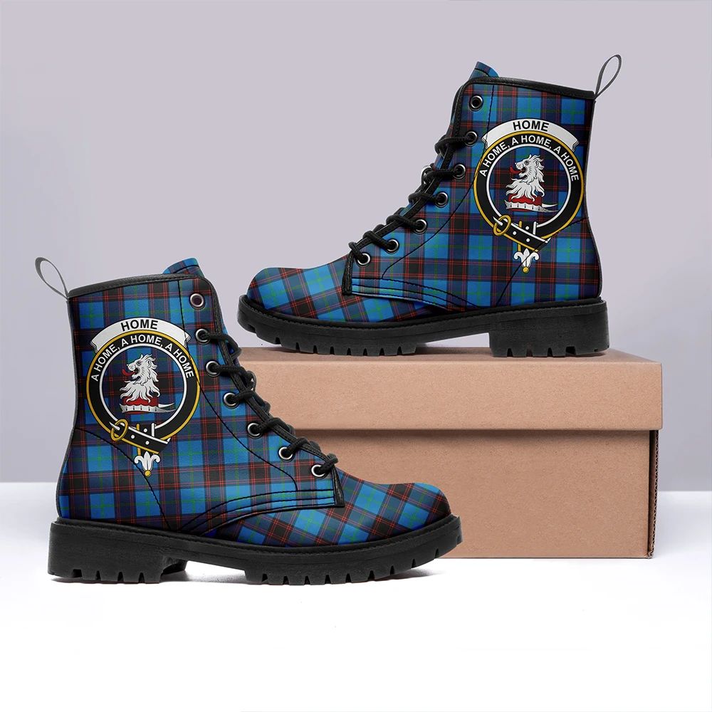 Home Ancient Tartan Crest Leather Boots