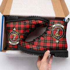 Wallace Hunting - Red Tartan Crest Leather Boots