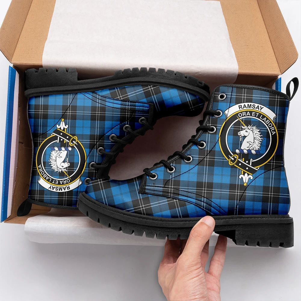 Ramsay Blue Ancient Tartan Crest Leather Boots