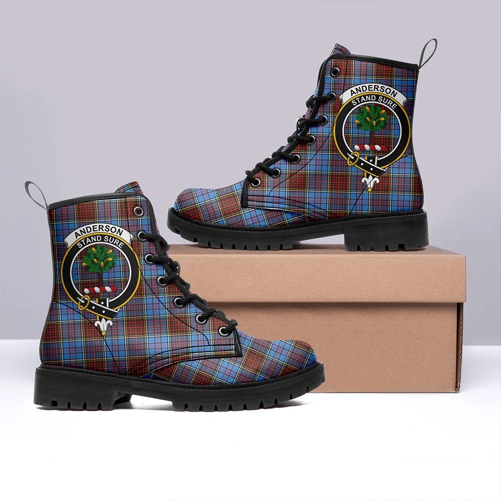 Anderson Modern Tartan Crest Leather Boots