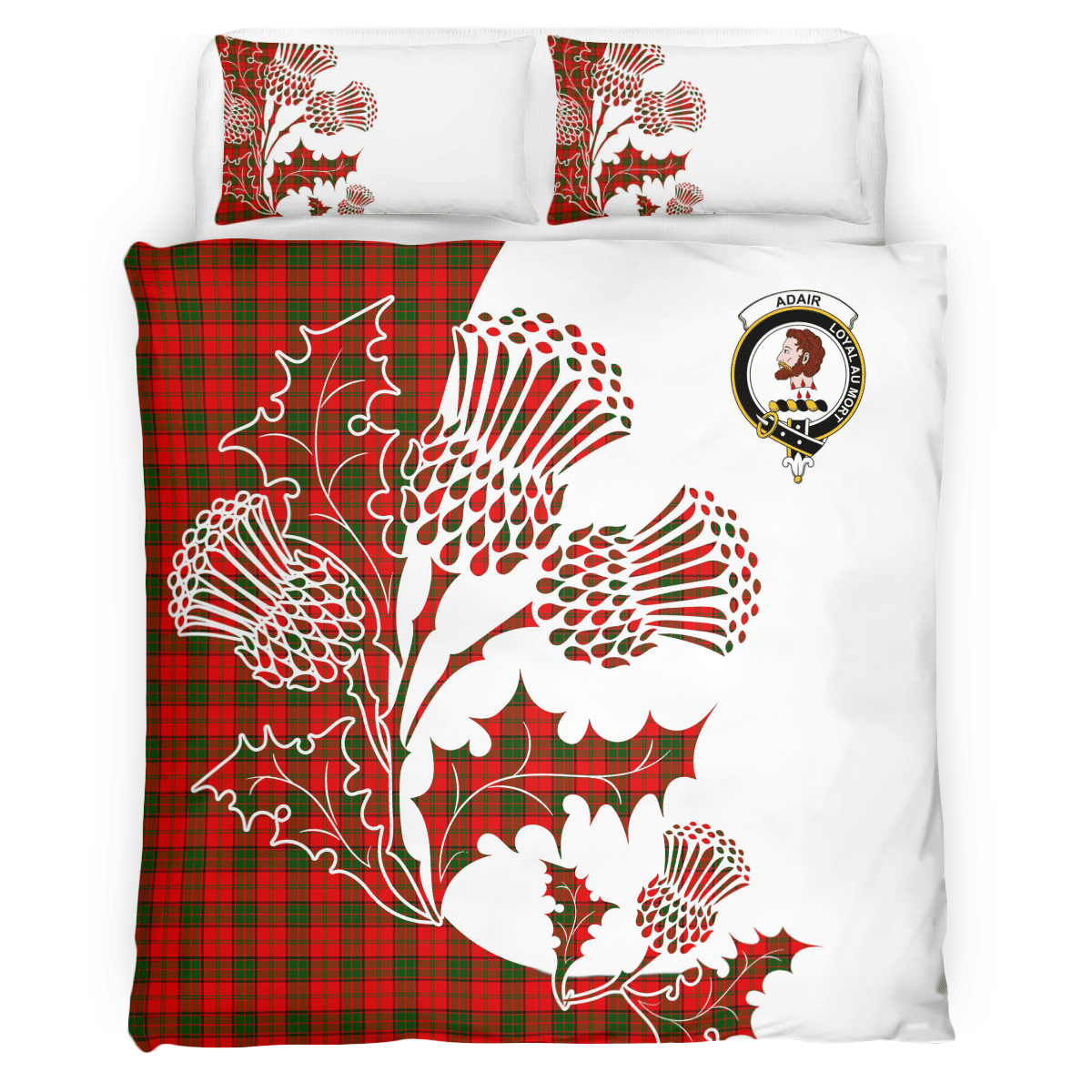 Adair Tartan Crest Bedding Set - Thistle Style