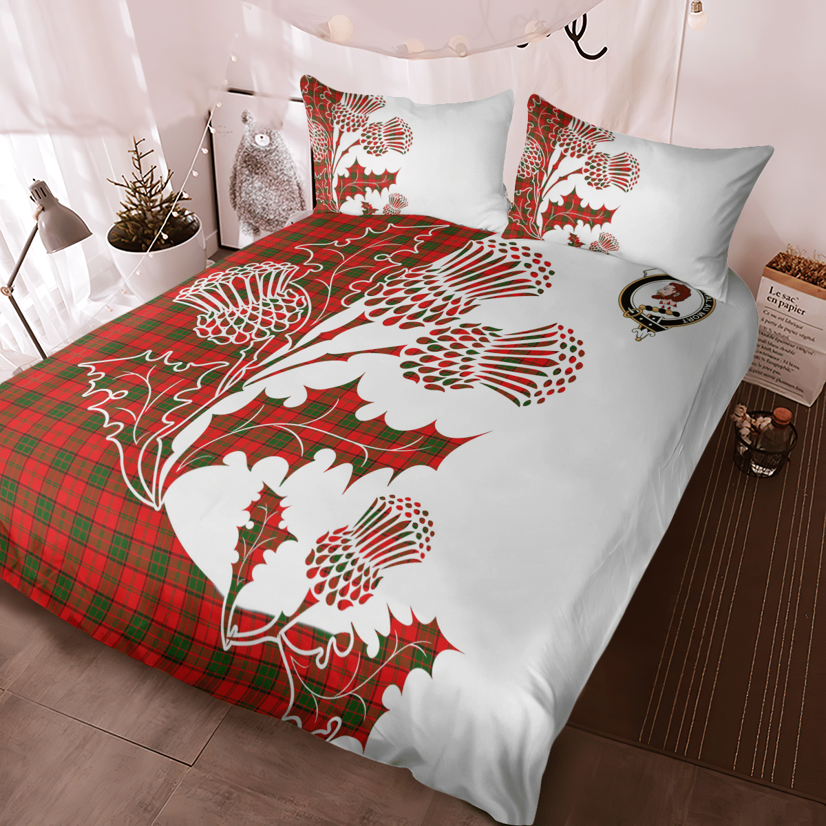 Adair Tartan Crest Bedding Set - Thistle Style