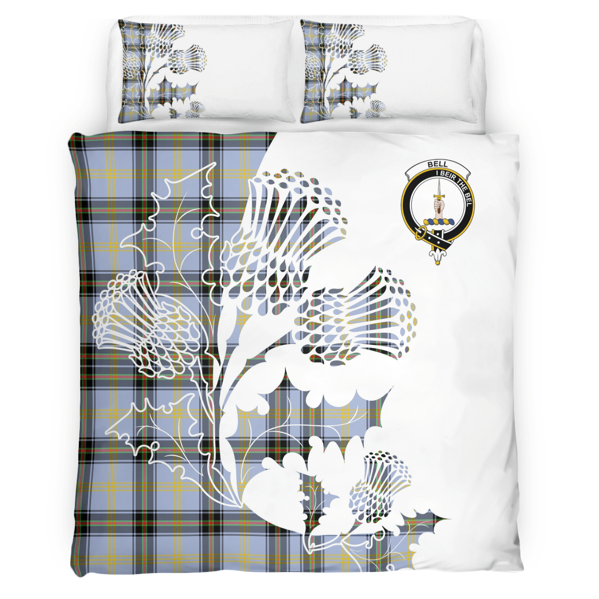 Bell Tartan Crest Bedding Set - Thistle Style