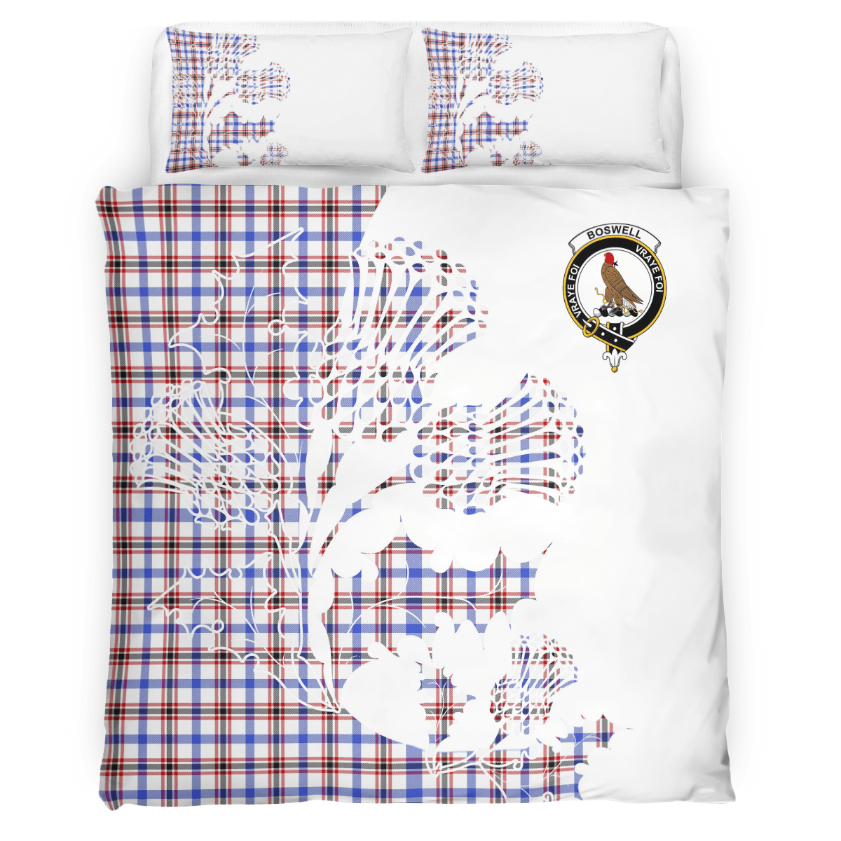 Boswell Tartan Crest Bedding Set - Thistle Style