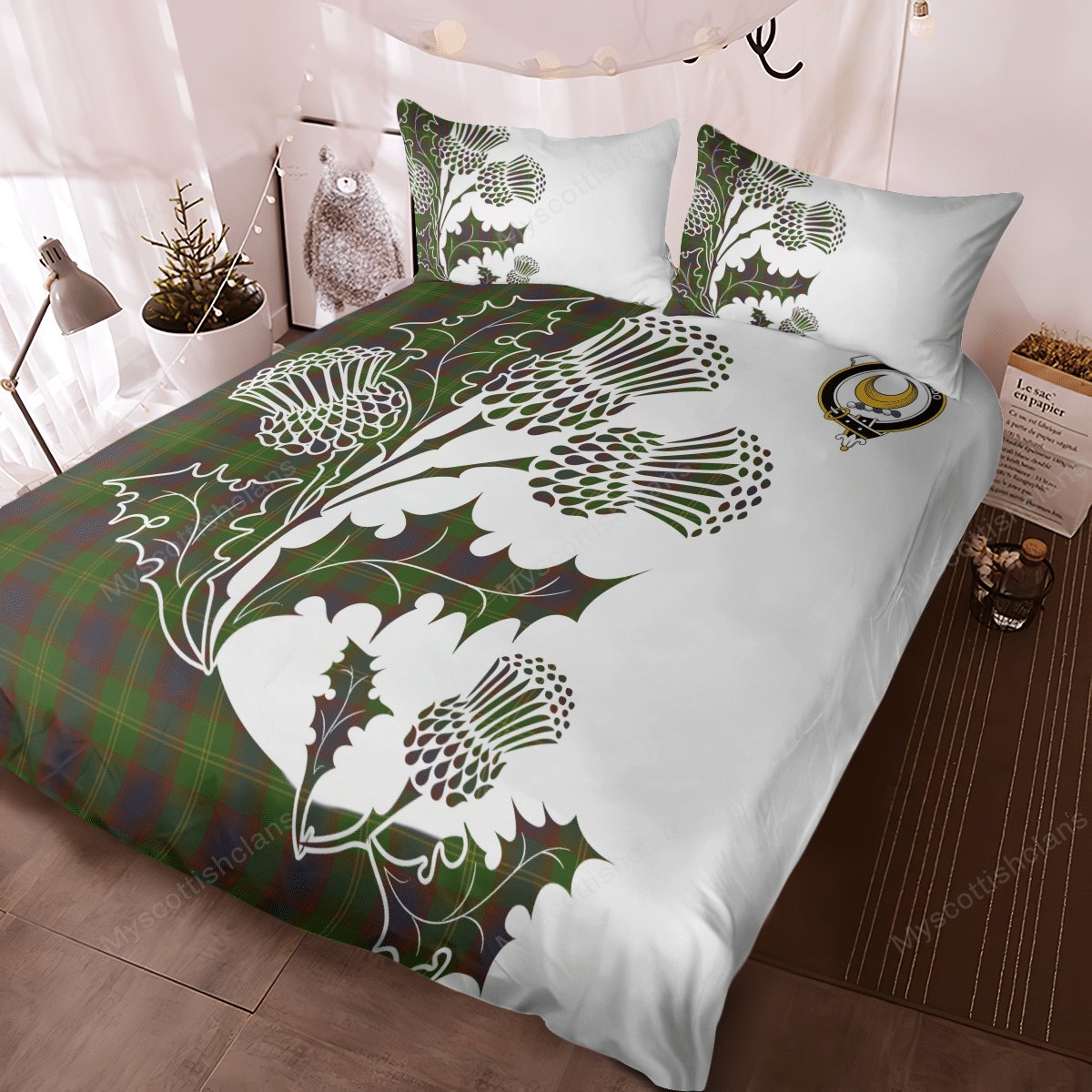 Durie Tartan Crest Bedding Set - Thistle Style
