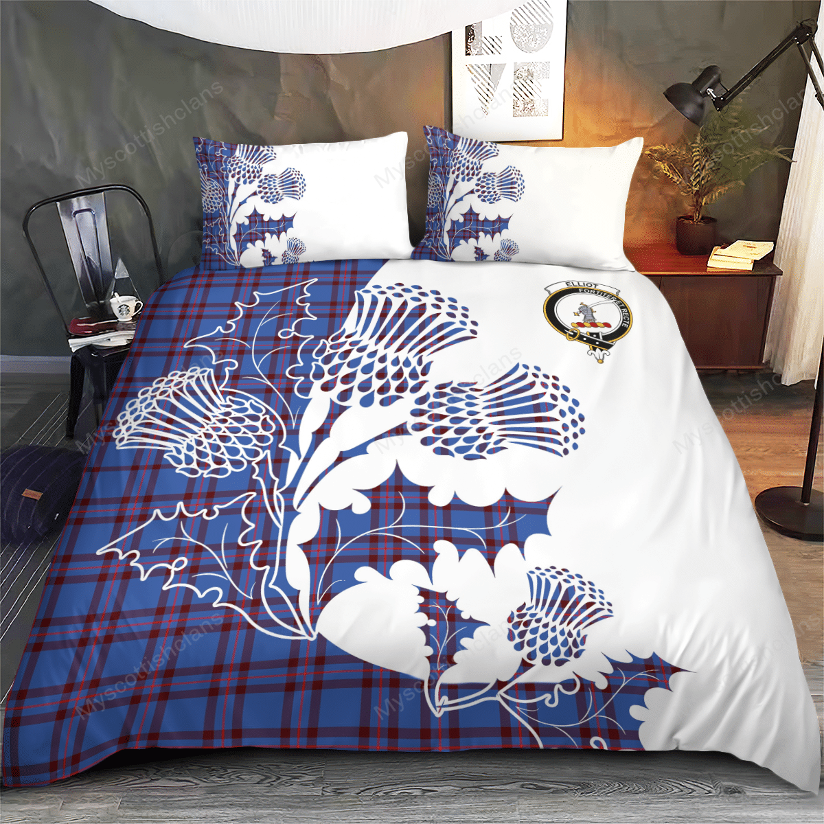 Elliot Tartan Crest Bedding Set - Thistle Style