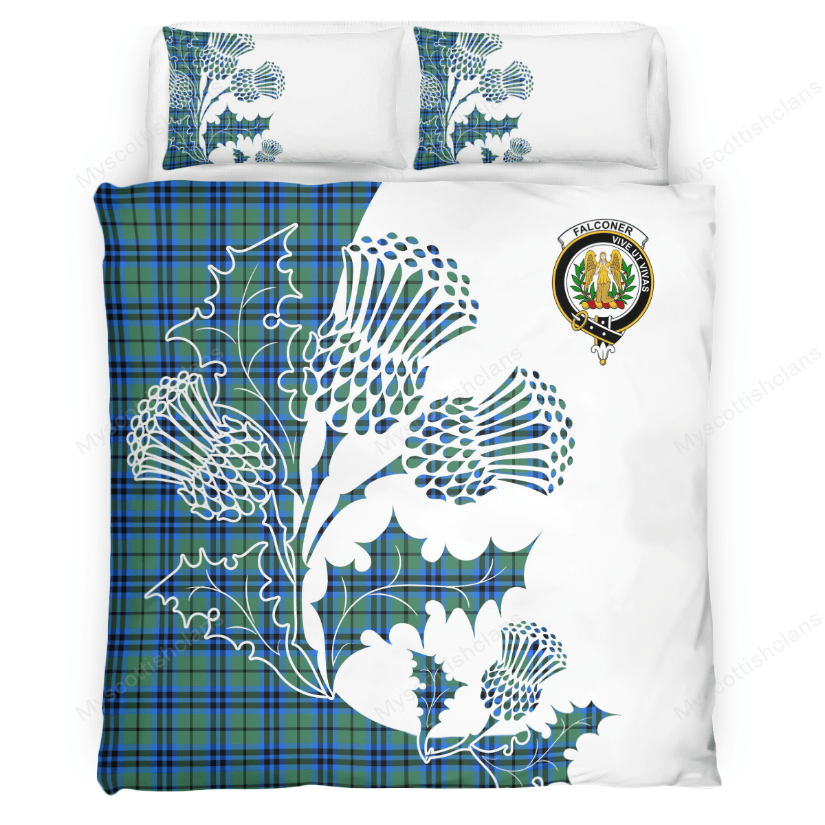 Falconer Tartan Crest Bedding Set - Thistle Style