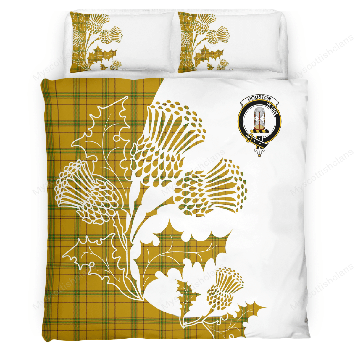 Houston Tartan Crest Bedding Set - Thistle Style