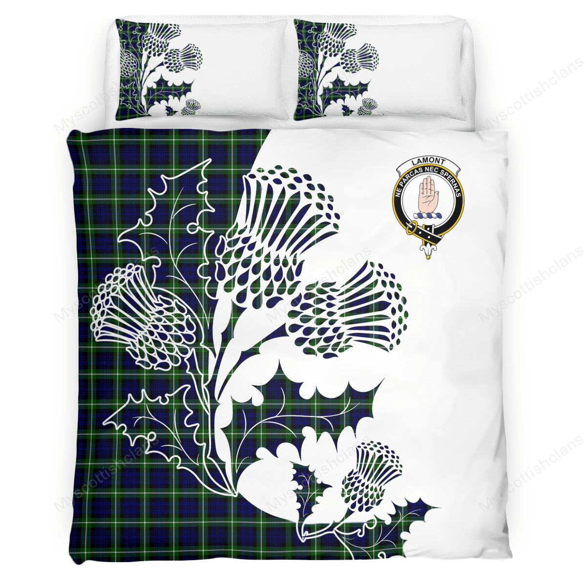 Lamont Tartan Crest Bedding Set - Thistle Style