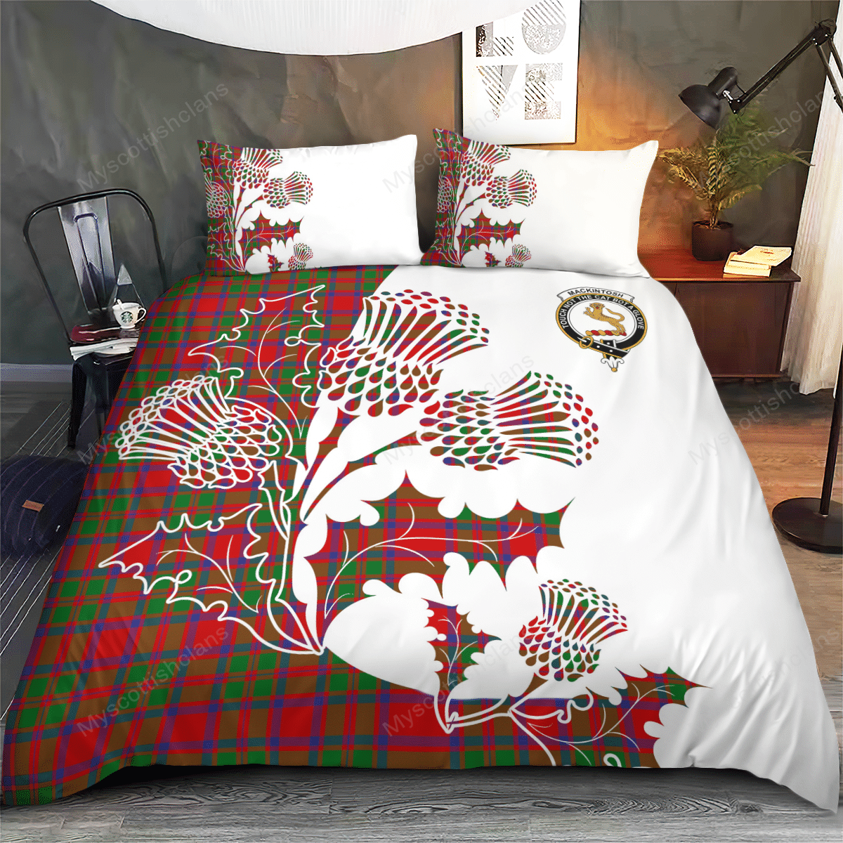 MacKintosh Tartan Crest Bedding Set - Thistle Style