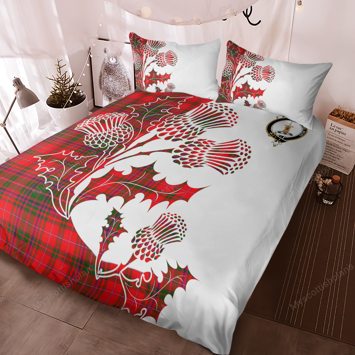 MacDowall Of Garthland Tartan Crest Bedding Set - Thistle Style