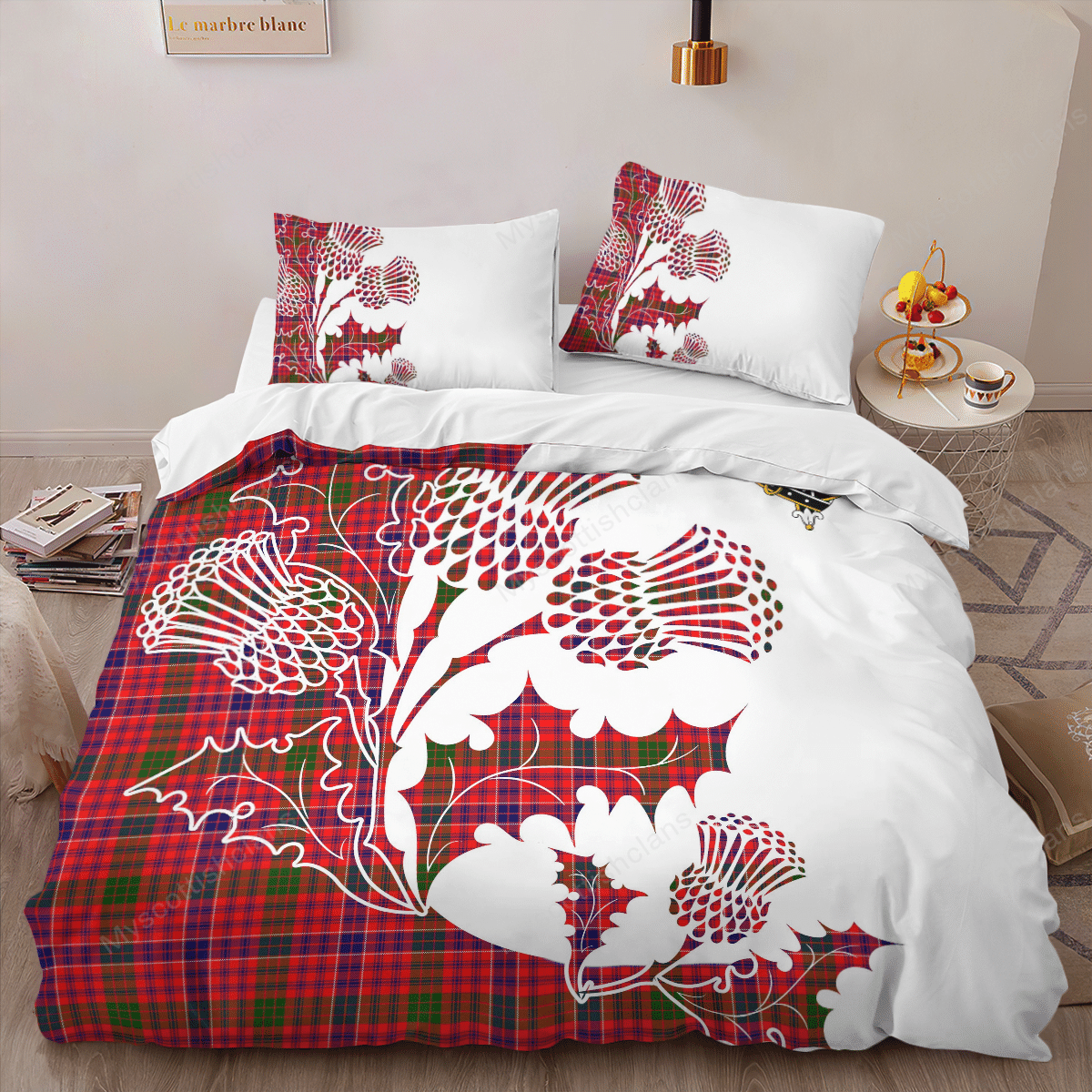 MacRae Tartan Crest Bedding Set - Thistle Style