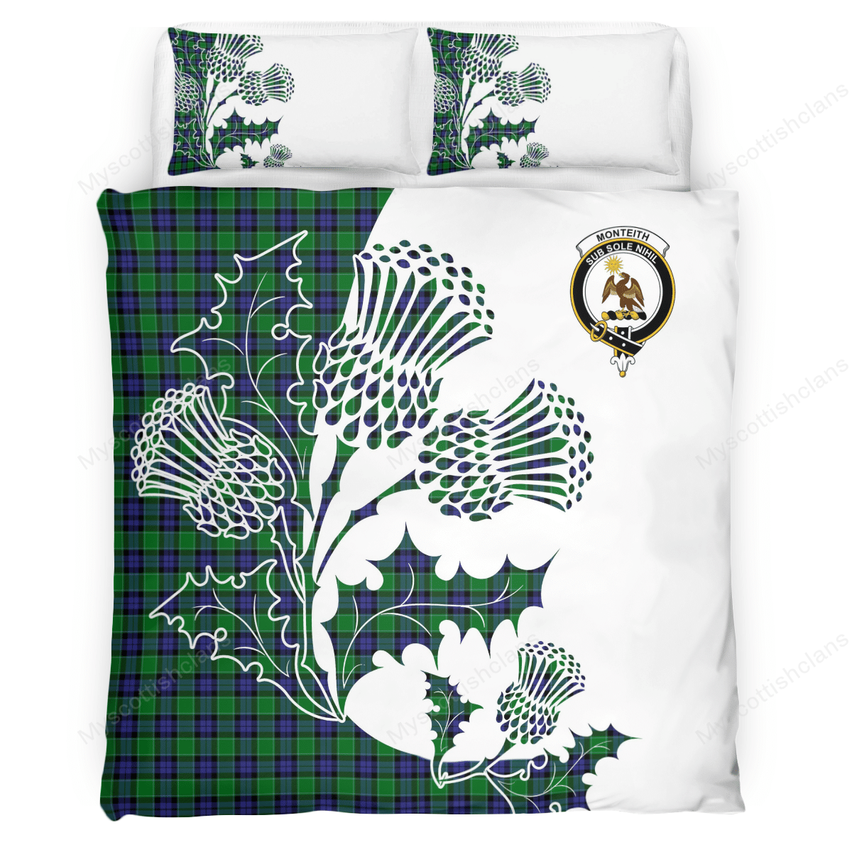 Monteith Tartan Crest Bedding Set - Thistle Style