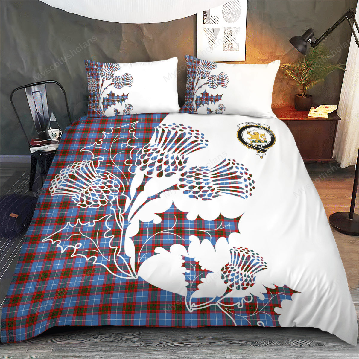 Newton Tartan Crest Bedding Set - Thistle Style