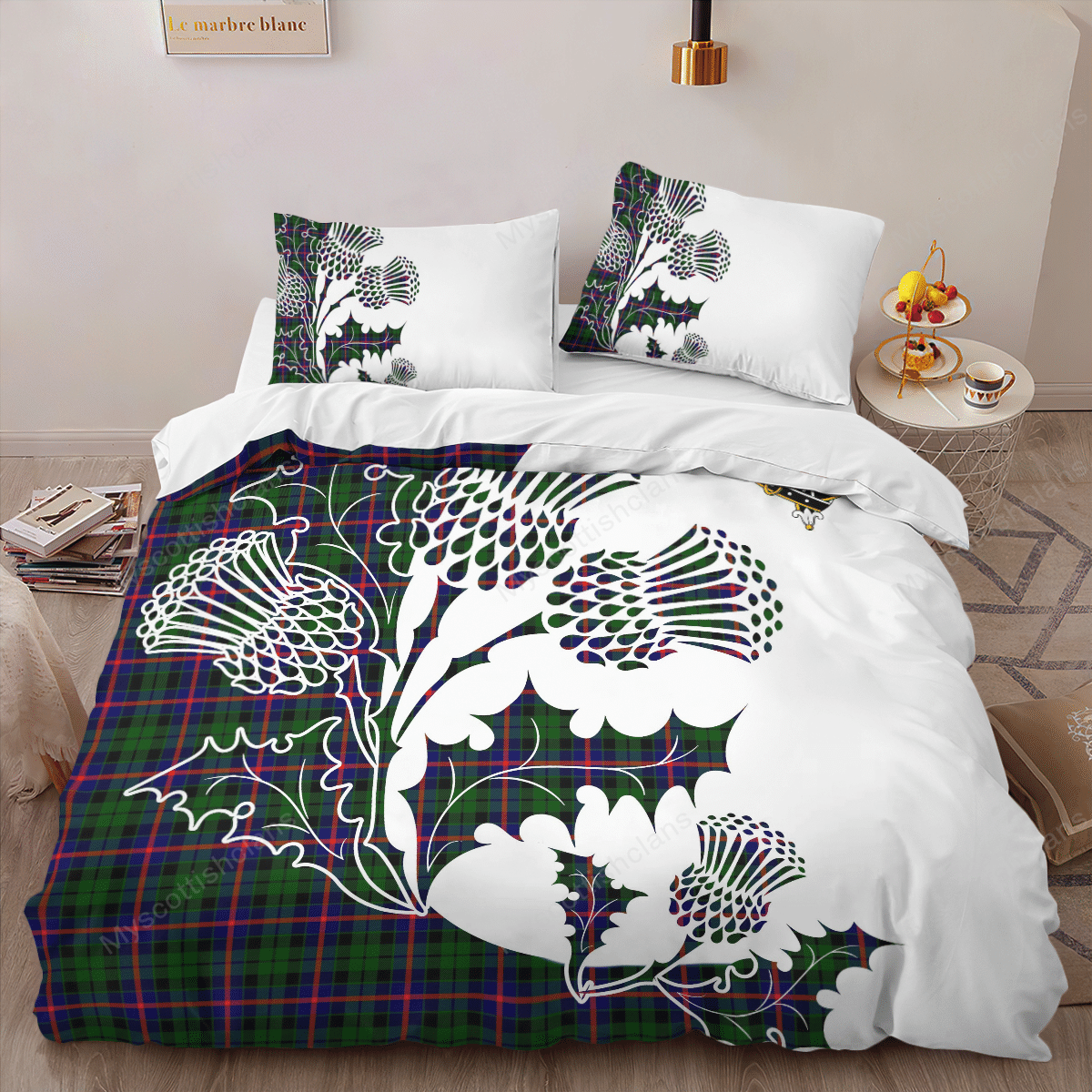 Morrison Tartan Crest Bedding Set - Thistle Style