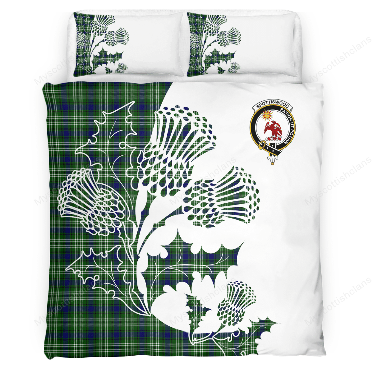 Spottiswood Tartan Crest Bedding Set - Thistle Style