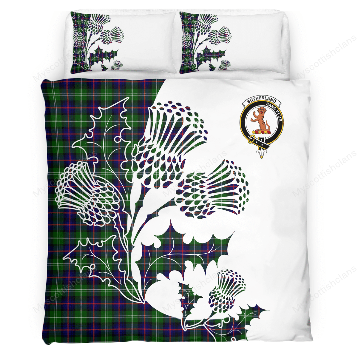 Sutherland I Tartan Crest Bedding Set - Thistle Style