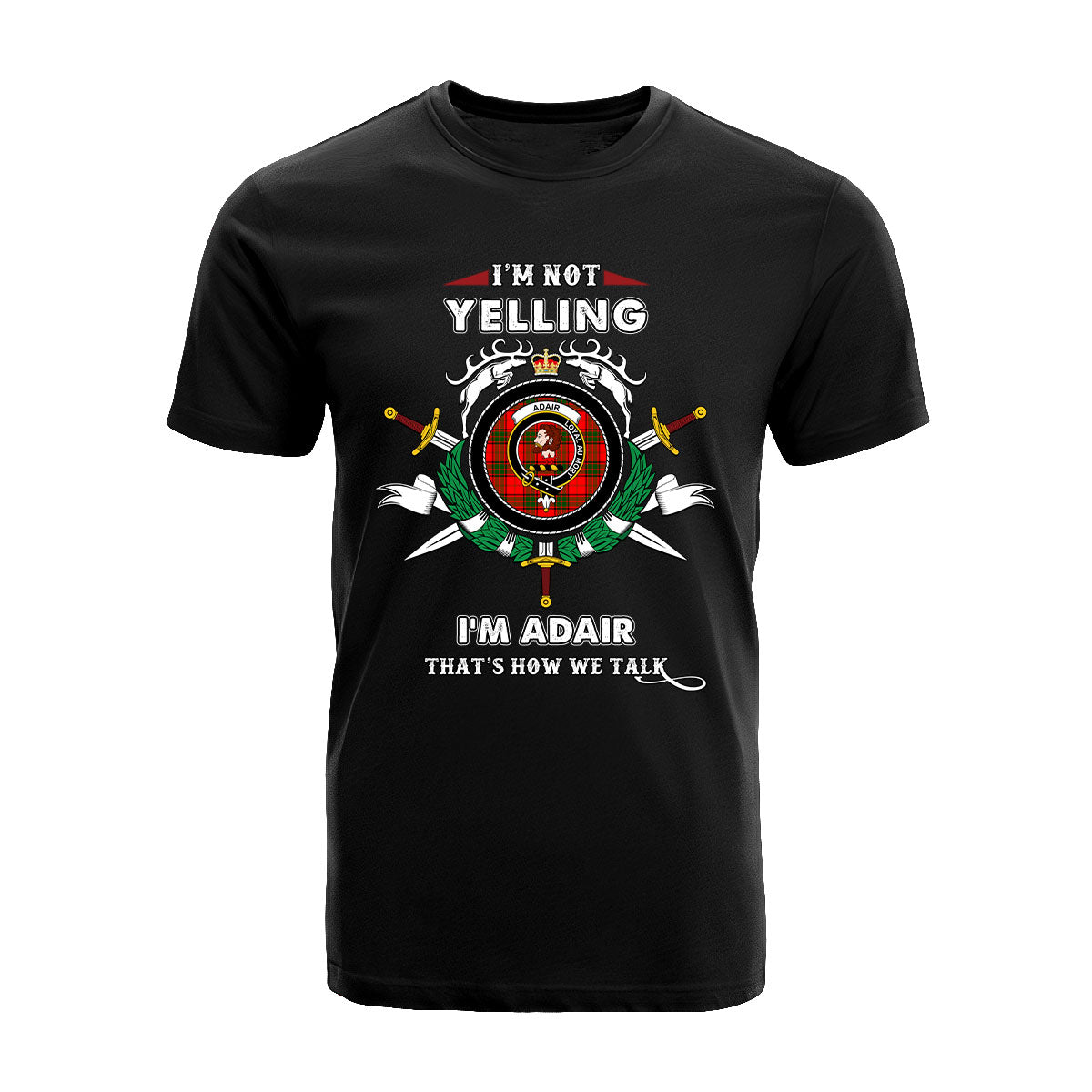 Adair Tartan Crest T-shirt - I'm not yelling style