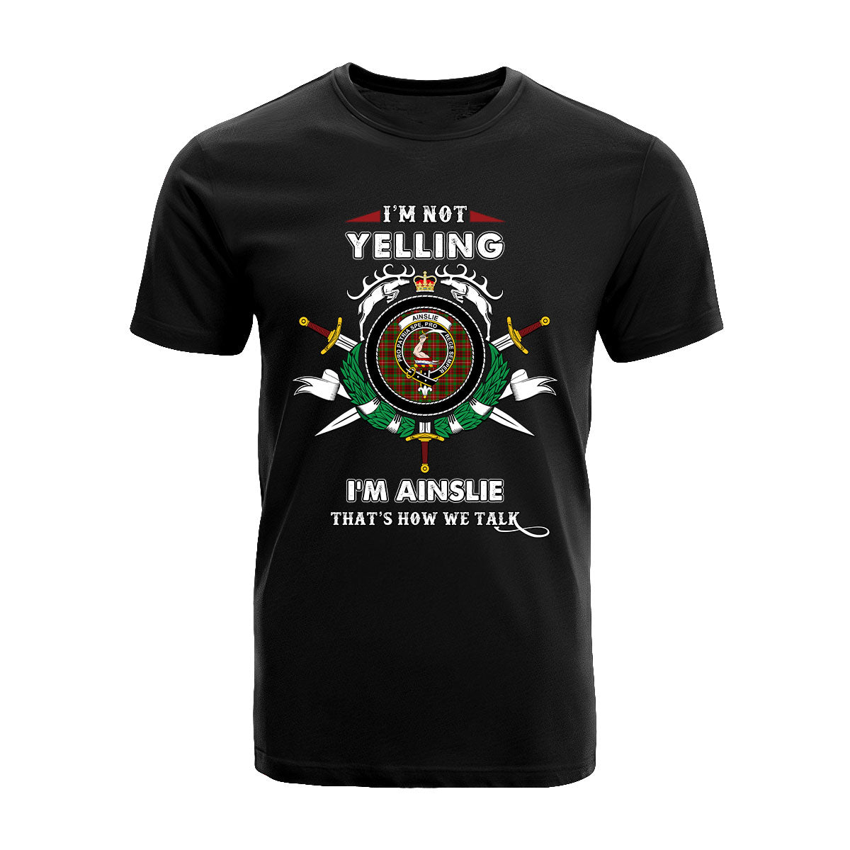 Ainslie Tartan Crest T-shirt - I'm not yelling style