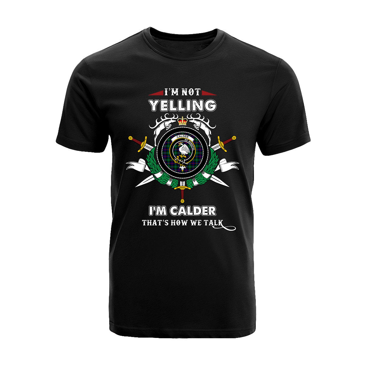 Calder Tartan Crest T-shirt - I'm not yelling style